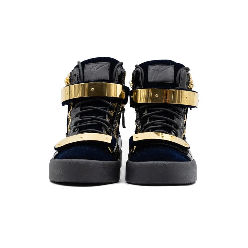 Giuseppe Zanotti Coby Velvet Double-Straps Mid-Top Sneakers - Image 4
