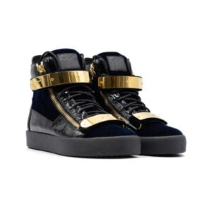 Giuseppe Zanotti Coby Velvet Double-Straps Mid-Top Sneakers