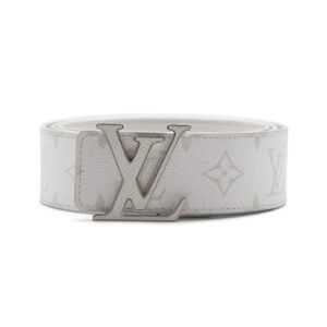 Louis Vuitton White Monogram Silver LV Initiales 40mm Reversible Belt