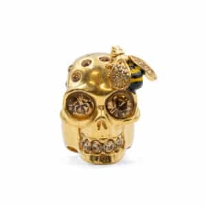 Alexander McQueen Bee Crystal Studded Skull Gold Tone Ring