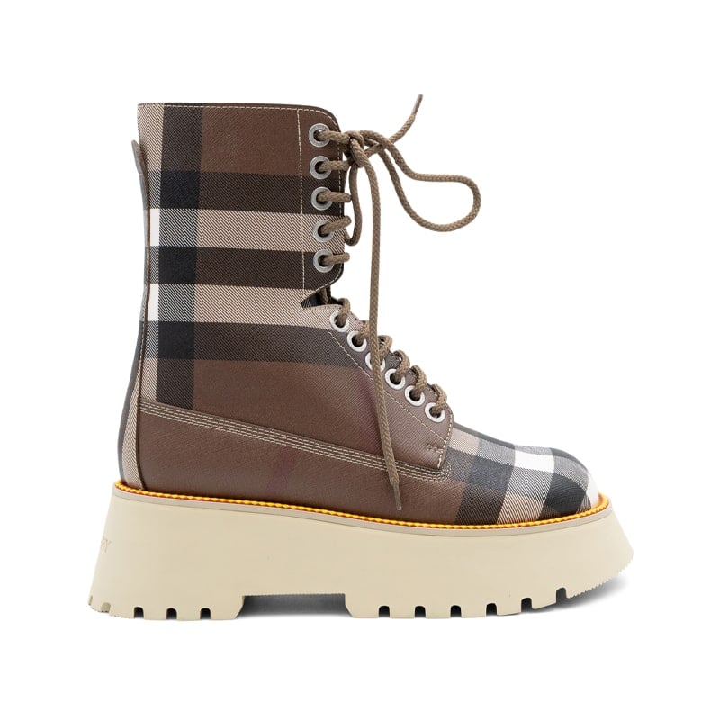 Burberry Mason Vintage Birch Brown Check Platform Combat Boots - Image 2