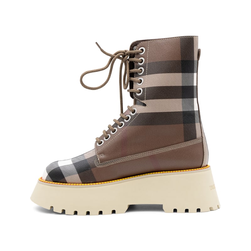Burberry Mason Vintage Birch Brown Check Platform Combat Boots - Image 3