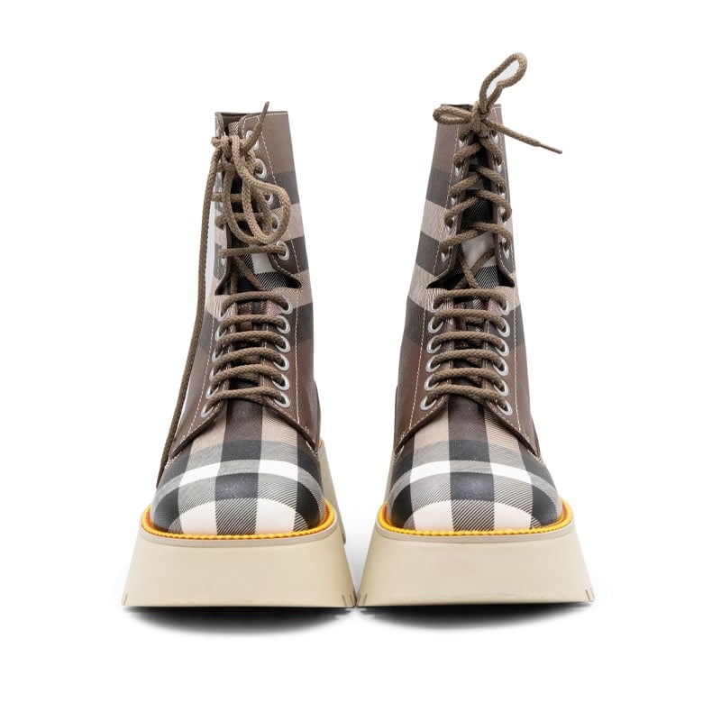 Burberry Mason Vintage Birch Brown Check Platform Combat Boots - Image 4