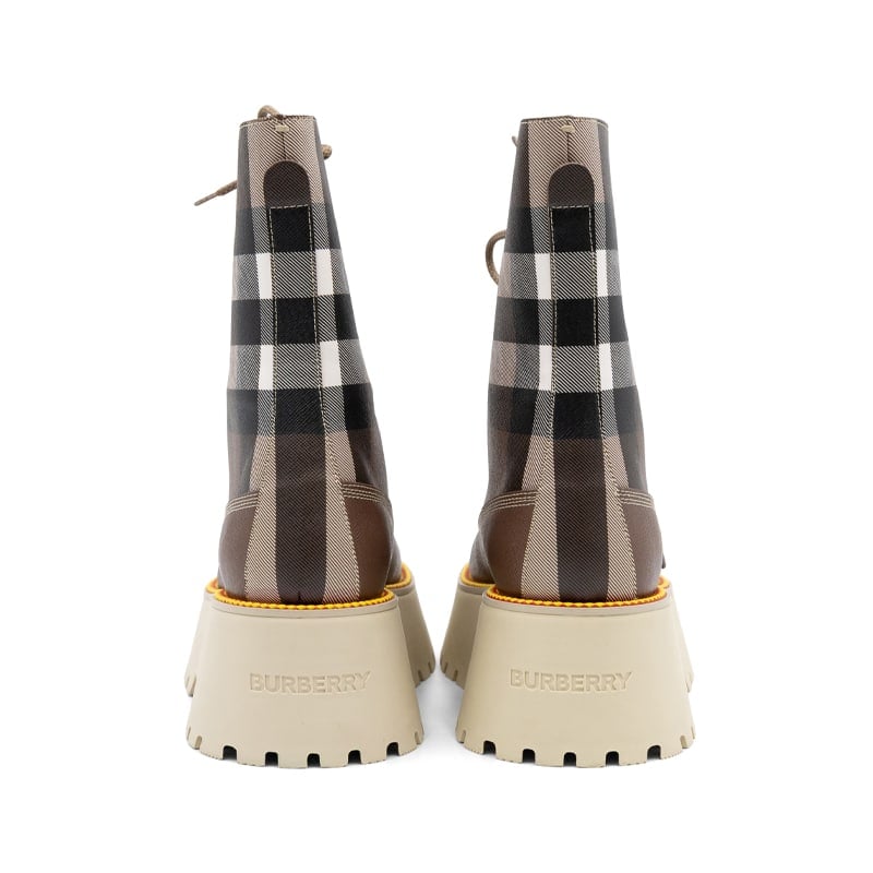 Burberry Mason Vintage Birch Brown Check Platform Combat Boots - Image 5