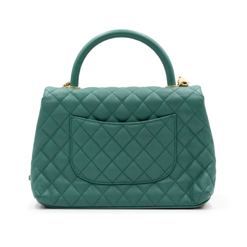 Chanel Emerald Quilted Caviar Leather Coco Top Handle Bag - Image 2