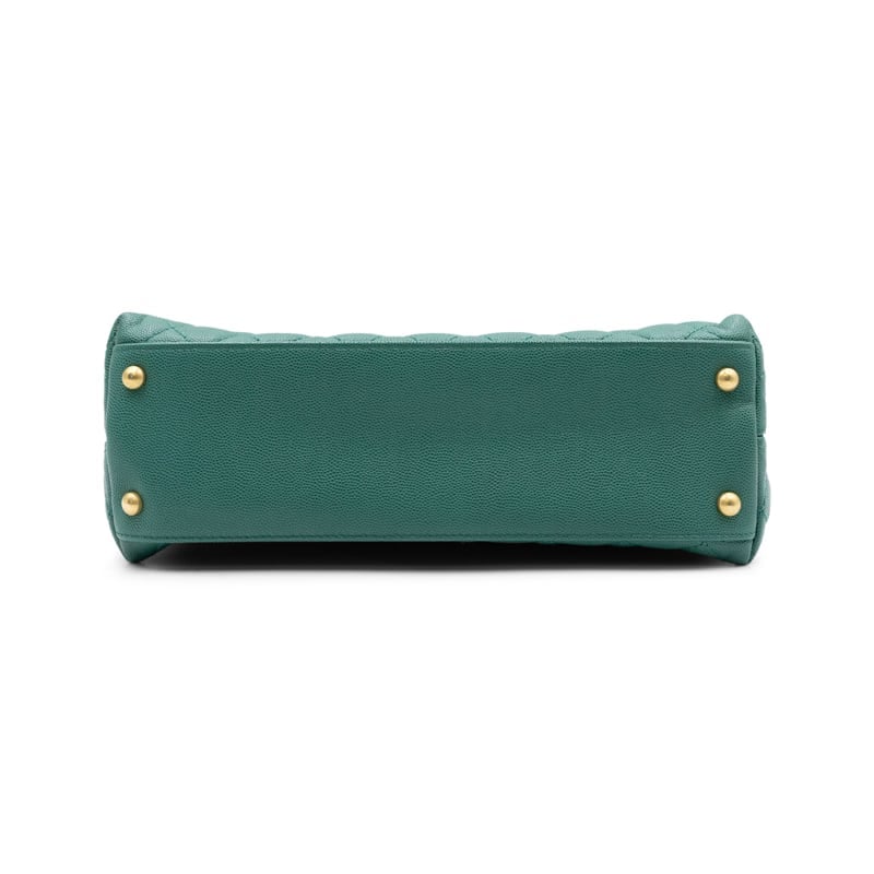 Chanel Emerald Quilted Caviar Leather Coco Top Handle Bag - Image 5