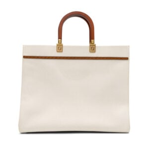 Alternative view of Fendi Canvas Grezzo Ghianda Vitello King Logo Embroidered Sunshine Shopper Tote