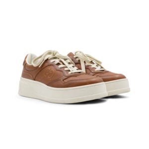 Gucci Brown Jumbo GG Embossed Leather Low Top Sneakers