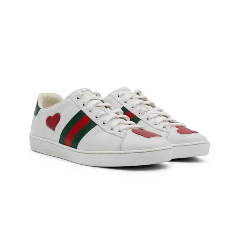 Gucci Ace Low Heart Leather Sneakers