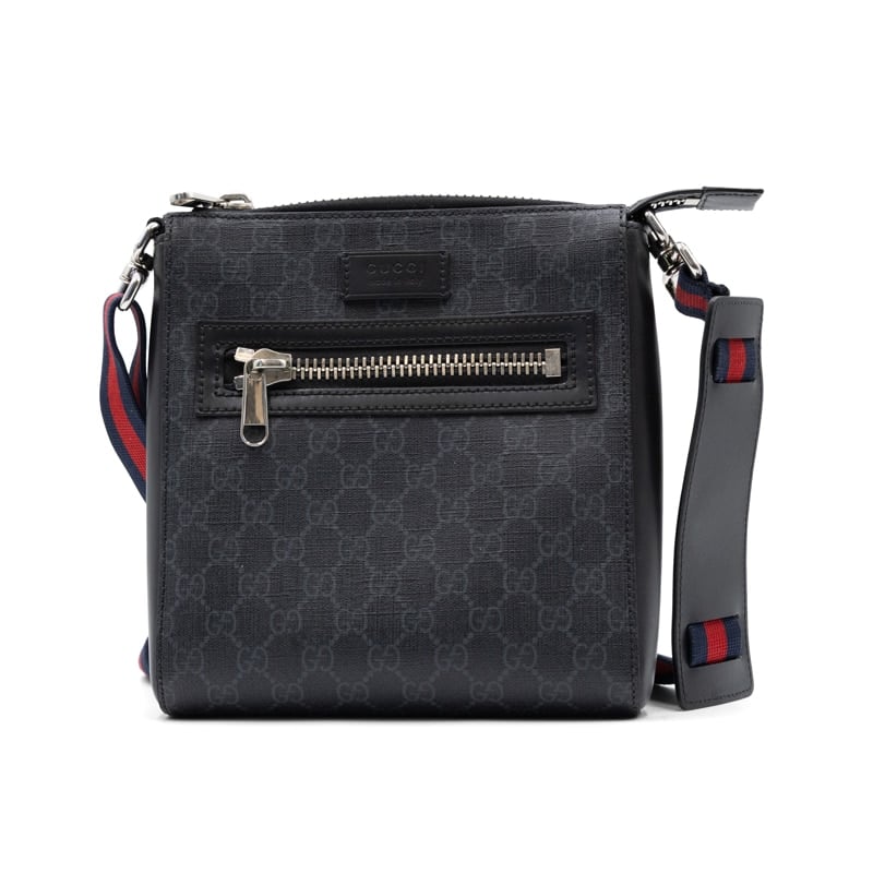 Gucci Black/Grey GG Supreme Messenger Bag