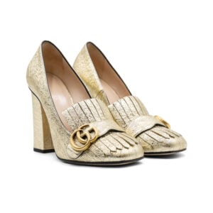 Gucci Galassia Platino GG Marmont Fringe 105mm Loafer Pumps