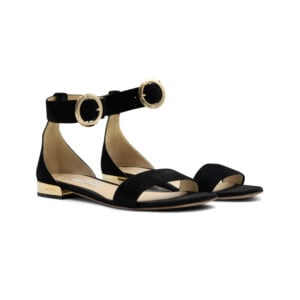 Jimmy Choo Black Suede Jamie Flat Sandals