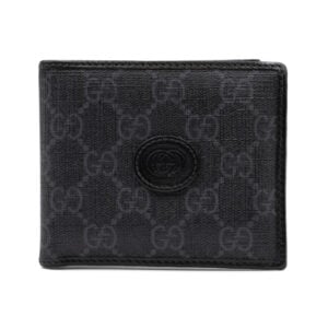 Gucci Black / Grey GG Supreme Bi-Fold Wallet