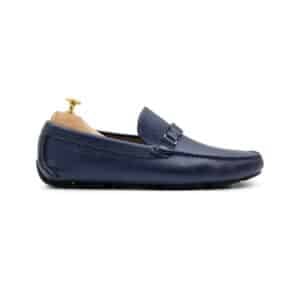 Alternative view of Salvatore Ferragamo Amer Vara Buckle Navy Leather Driving Loafers