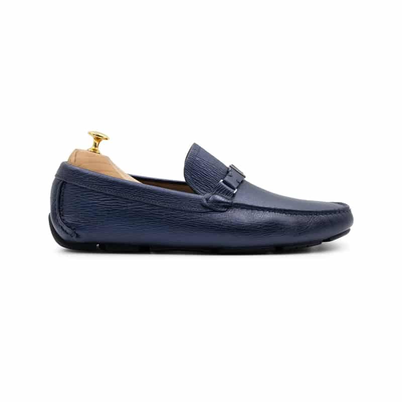 Salvatore Ferragamo Amer Vara Buckle Navy Leather Driving Loafers - Image 2