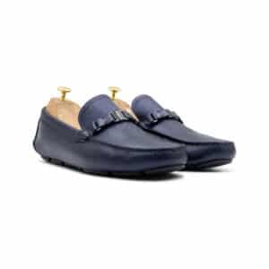 Salvatore Ferragamo Amer Vara Buckle Navy Leather Driving Loafers
