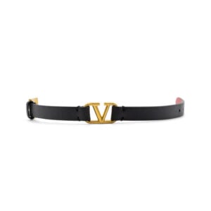 Valentino Black Leather Logo Bracelet