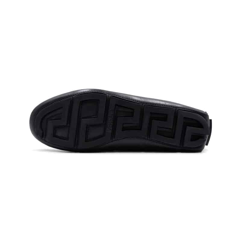 Versace Black Leather La Medusa Driver Loafers - Image 6