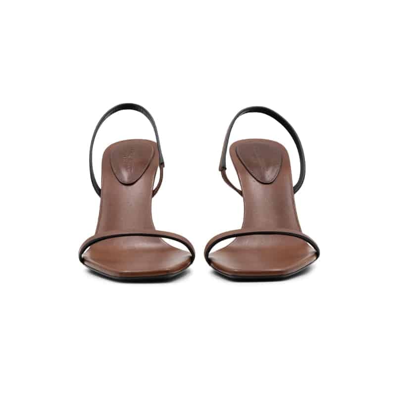 Saint Laurent Brown Opyum 85 Leather Slingback Sandals - Image 4