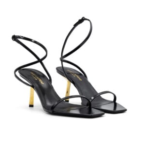 Saint Laurent Lee 75 Black Leather Sandals