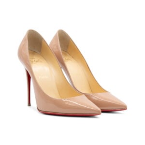 Christian Louboutin Beige Kate 100 Patent Leather Pumps