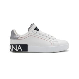 Alternative view of Dolce & Gabbana Calfskin Leather Silver Portofino Sneakers