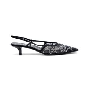 Alternative view of Gucci GG Crystal Black Mesh Slingback Pumps