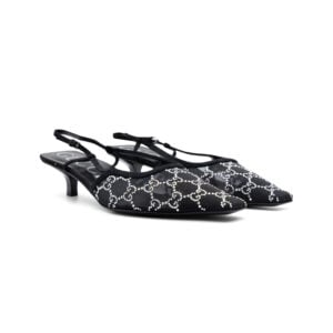 Gucci GG Crystal Black Mesh Slingback Pumps