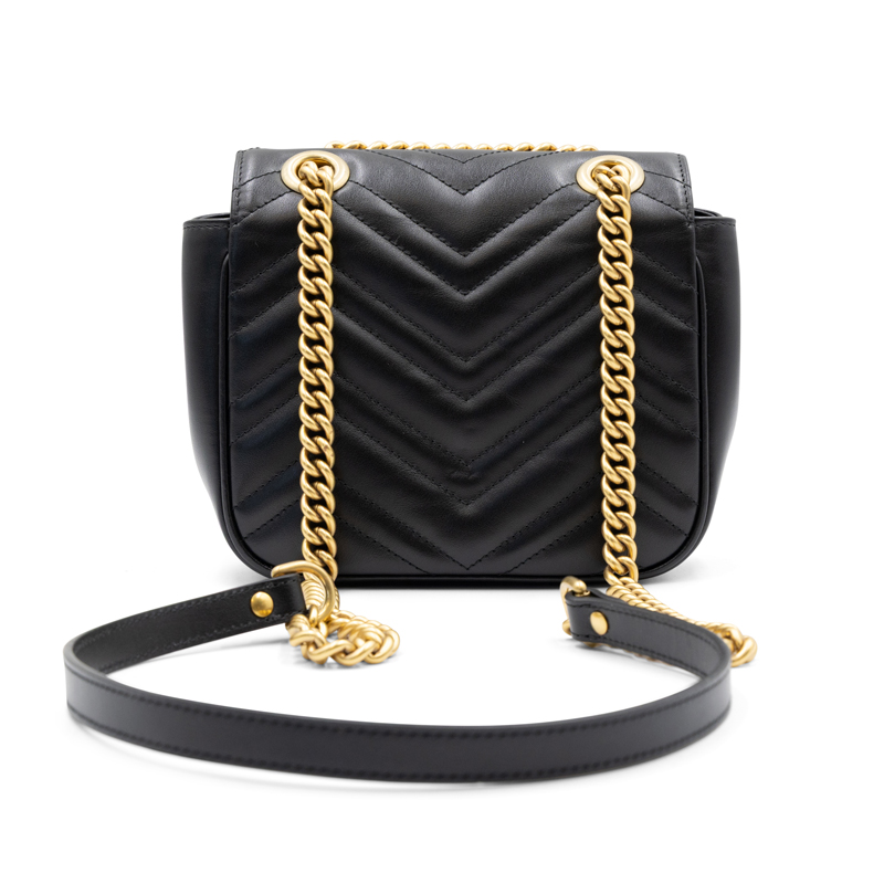 Gucci GG Marmont Black Matelasse Calfskin Mini Shoulder Bag - Image 2