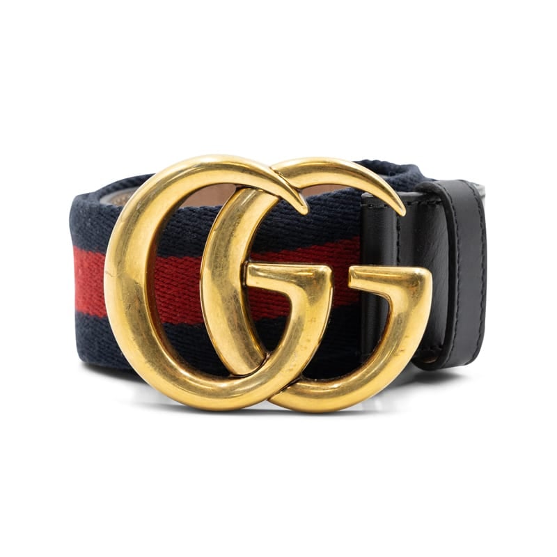 Gucci Blue/Red Canvas Web Double G Belt S