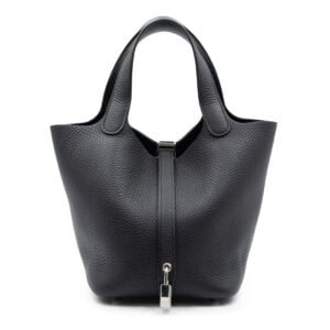 Hermes Black Clemence Palladium Hardware Picotin PM 18