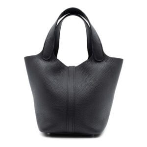 Alternative view of Hermes Black Clemence Palladium Hardware Picotin PM 18