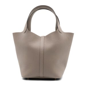 Alternative view of Hermes Etoupe Clemence Gold Hardware Picotin MM 22