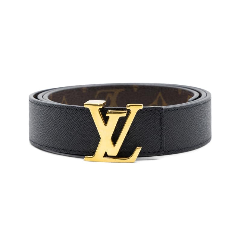 Louis Vuitton Monogram Canvas / Black Leather LV Initiales Reversible Belt
