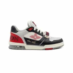 Alternative view of Louis Vuitton Grey Red Black Calfskin Monogram LV Trainer Sneakers
