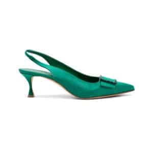 Alternative view of Manolo Blahnik  Green Satin Dolores Slingback Pumps