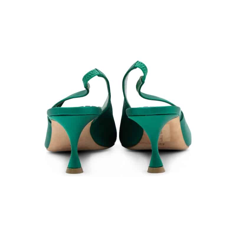 Manolo Blahnik Green Satin Dolores Slingback Pumps - Image 5