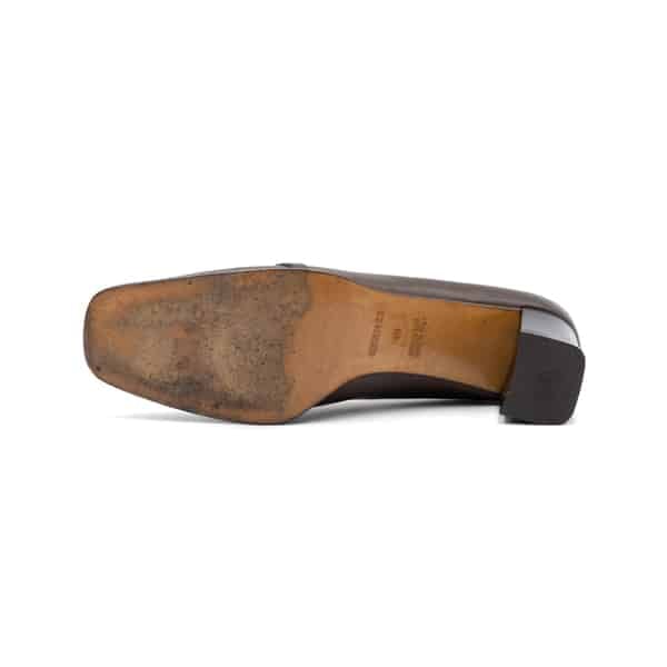 Hermes Brown Leather Vintage Block Heel Loafers - Image 6