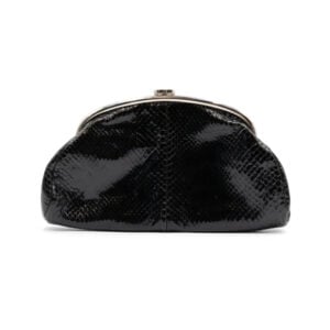 Chanel Black Glazed Python Timeless Clutch