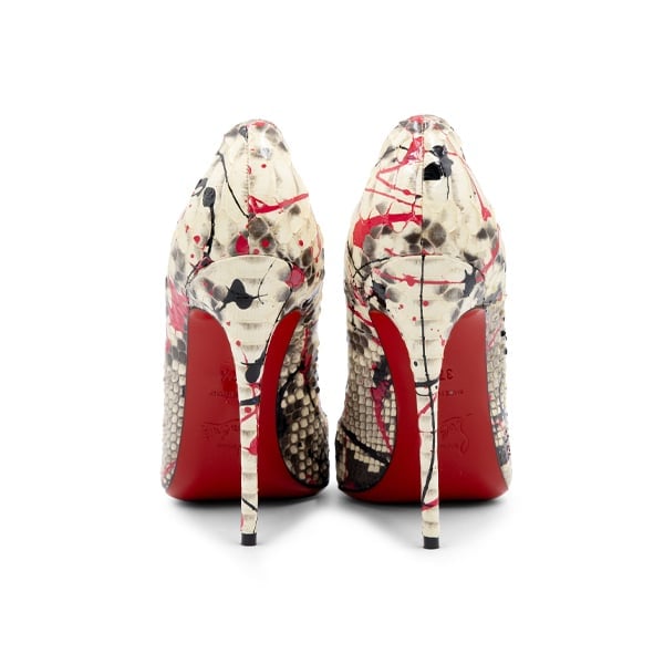 Christian Louboutin Multicolour Paint Splatter Python So Kate 120 Pumps - Image 5