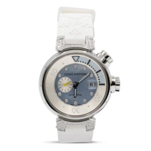 Louis Vuitton Tambour Diving Blue and White Diamond Dial S/Steel White Rubber 35mm