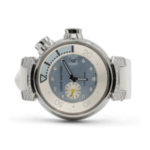 Alternative view of Louis Vuitton Tambour Diving Blue and White Diamond Dial S/Steel White Rubber 35mm