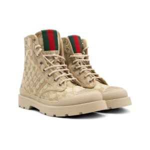 Gucci Beige GG Canvas Lug Boots