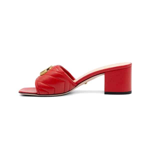 Gucci Red GG Marmont Block Heel Mules - Image 3