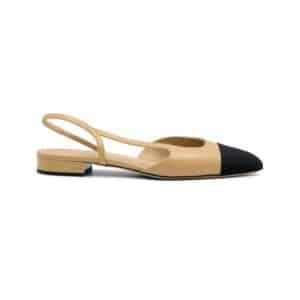 Alternative view of Chanel Beige / Black Goatskin & Grosgrain Slingbacks