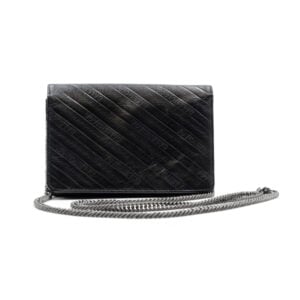Alternative view of Balenciaga Black Shiny Goatskin Logo BB Wallet On Chain