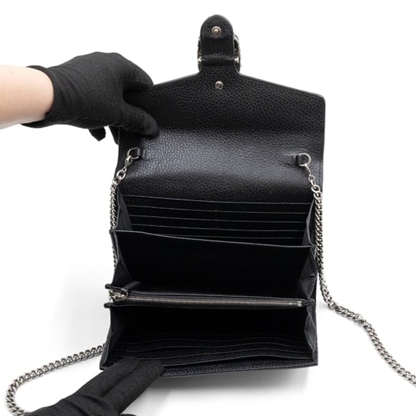 Gucci Black Leather Dionysus Wallet on Chain - Image 6