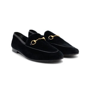 Gucci Black Velvet Jordaan Horsebit Loafers