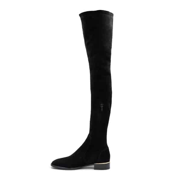 Louis Vuitton Black Suede Skyline Flat Thigh High Boots - Image 3