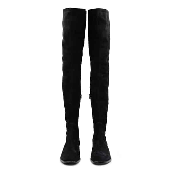 Louis Vuitton Black Suede Skyline Flat Thigh High Boots - Image 4